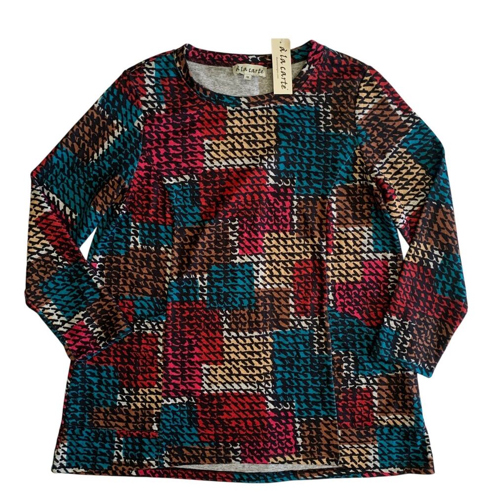 A' La Carte Women's Size M Long Sleeve Pullover Tunic Top Blouse Brand New